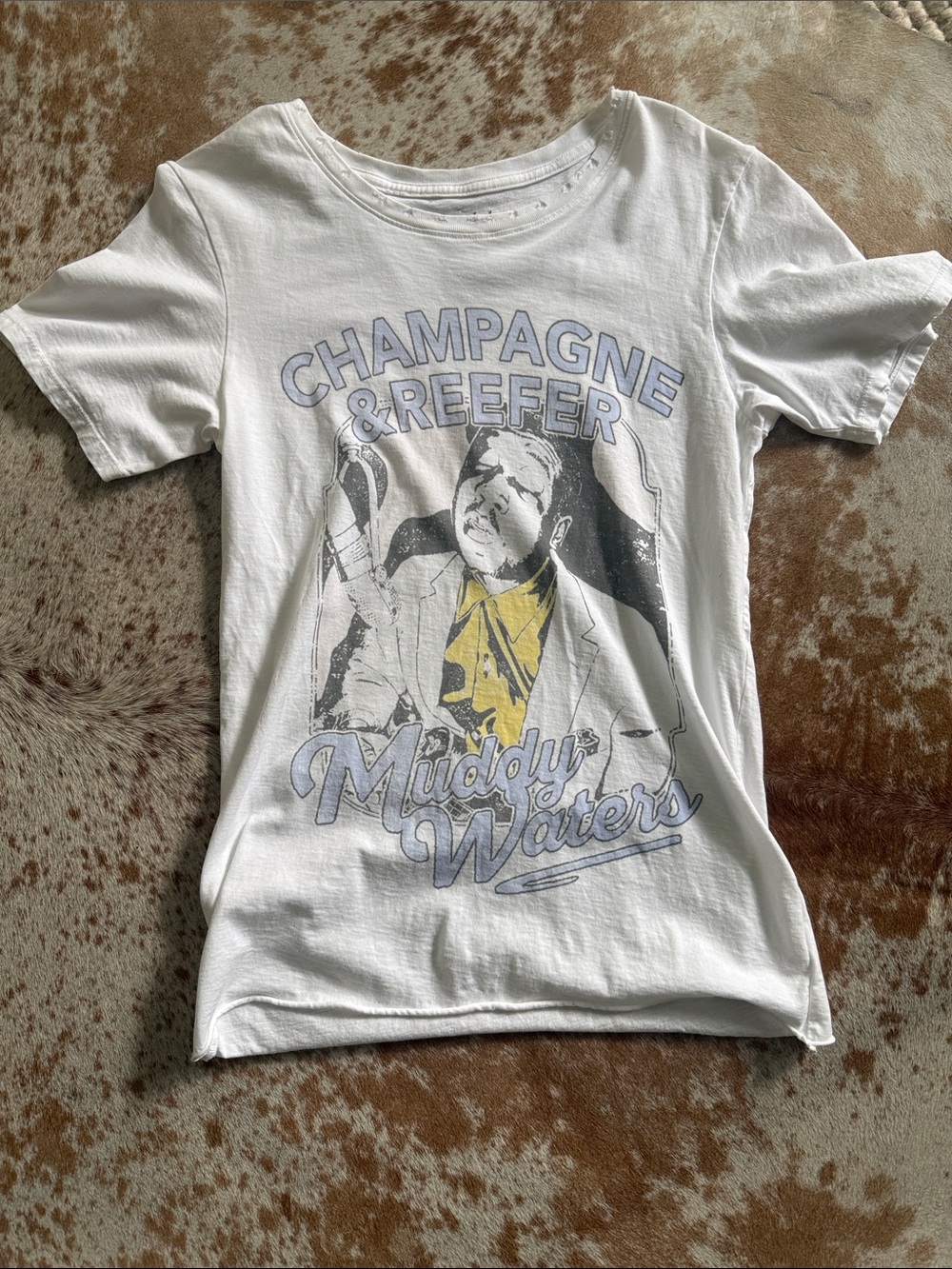 Karma White Graphic Tee with Yellow Accent